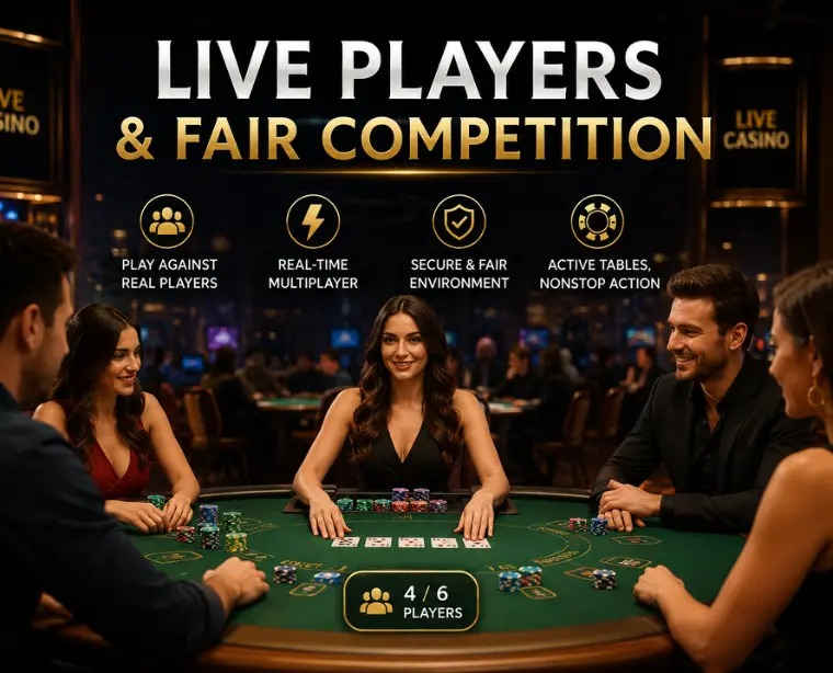 Live multiplayer players competing at 3 Patti Blue table