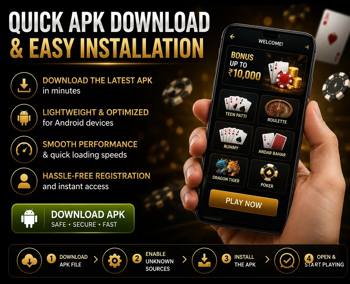 3 Patti Blue APK download and installation screen